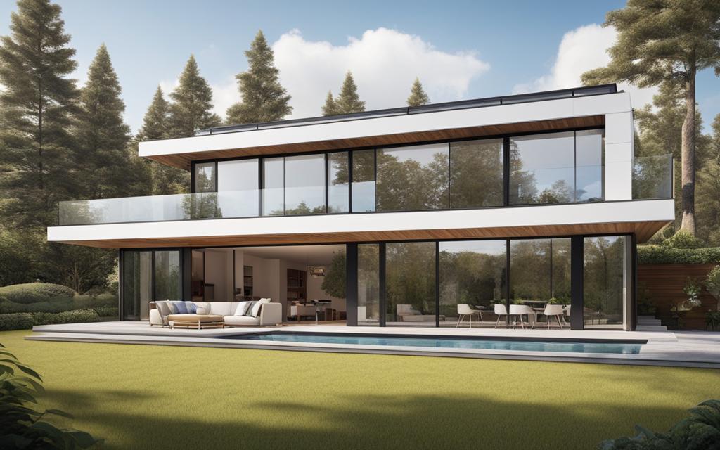 Exterior de Casa moderna con Ventanas Eficientes