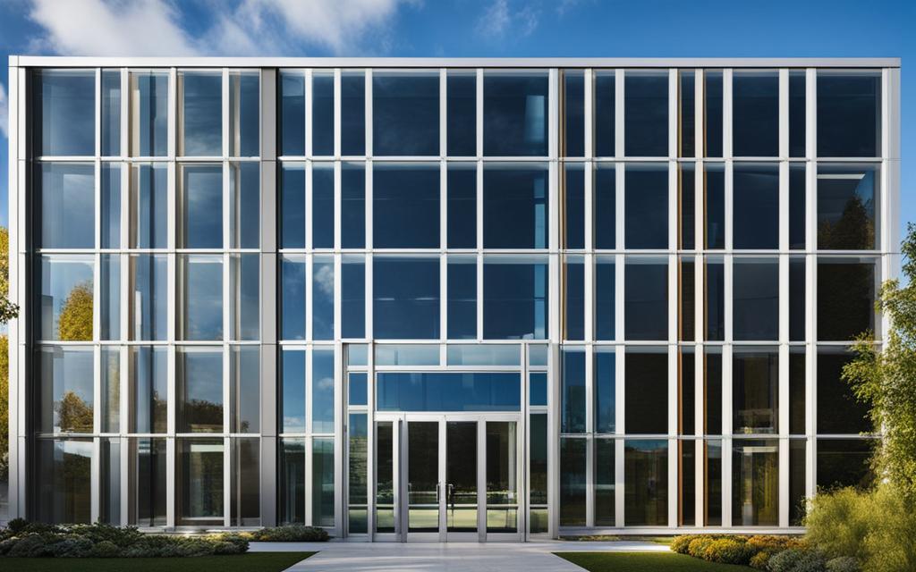 Edificio de empresa con Vidrio Termopanel con bordes metálicos